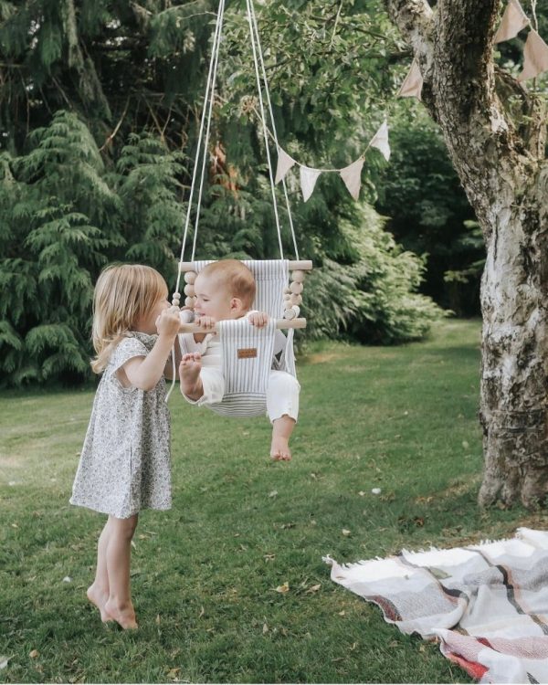 Indoor Baby Child Swing - Black Ticking Online Sale