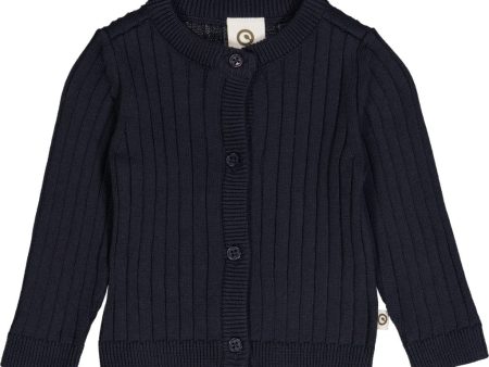 Ribbed Knit Cardigan - Night Blue Hot on Sale