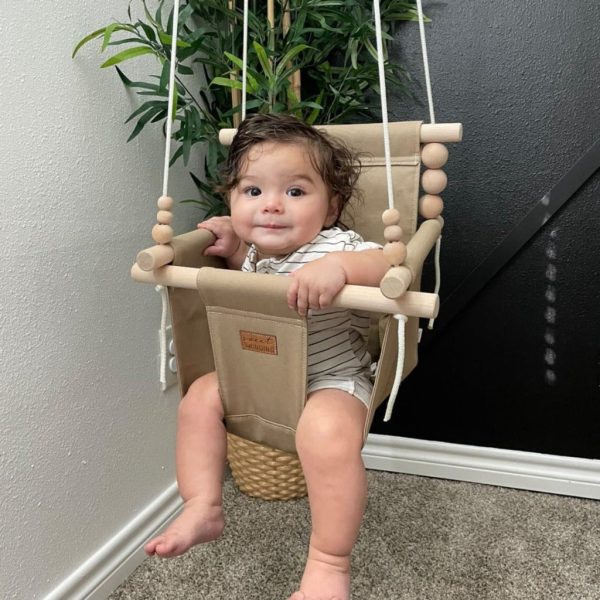 Indoor Baby Child Swing - Khaki For Discount