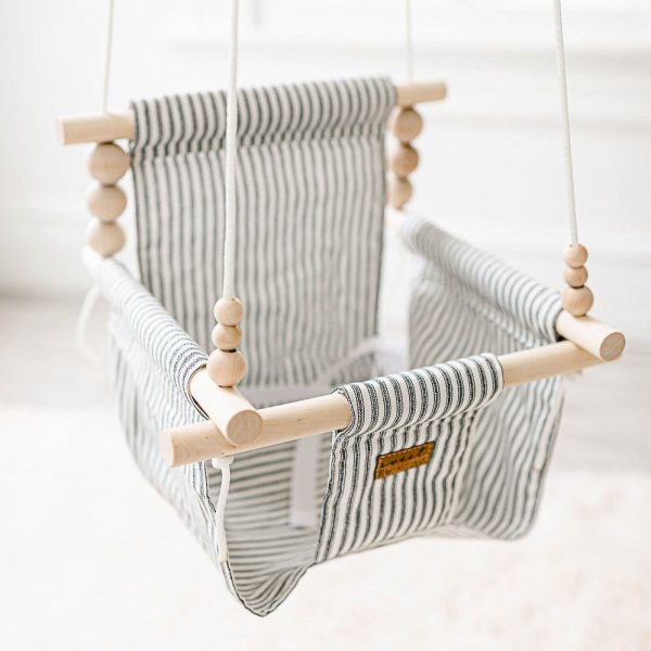 Indoor Baby Child Swing - Black Ticking Online Sale