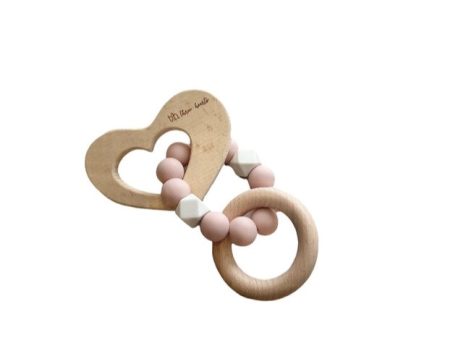 Heart Silicone & Beech Wood Teething Rattle For Cheap