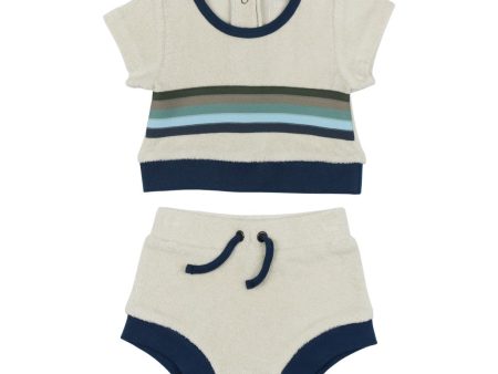 Organic Terry Tee & Shortie Set - Blues Discount