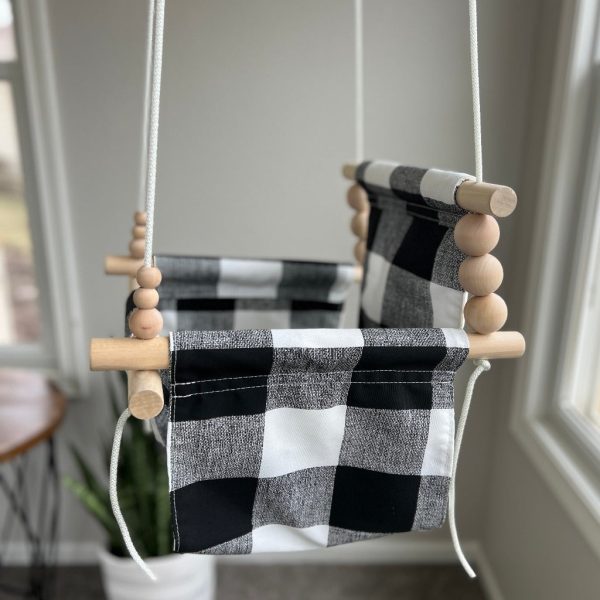 Indoor Baby Child Swing - Black Buffalo Check Fashion