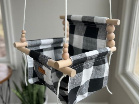 Indoor Baby Child Swing - Black Buffalo Check Fashion