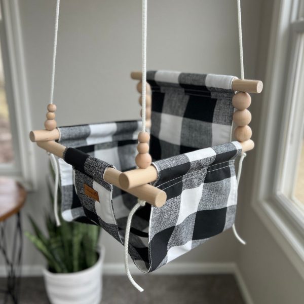 Indoor Baby Child Swing - Black Buffalo Check Fashion