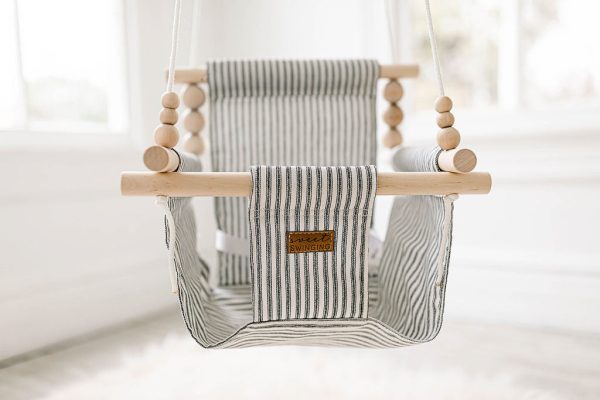 Indoor Baby Child Swing - Black Ticking Online Sale