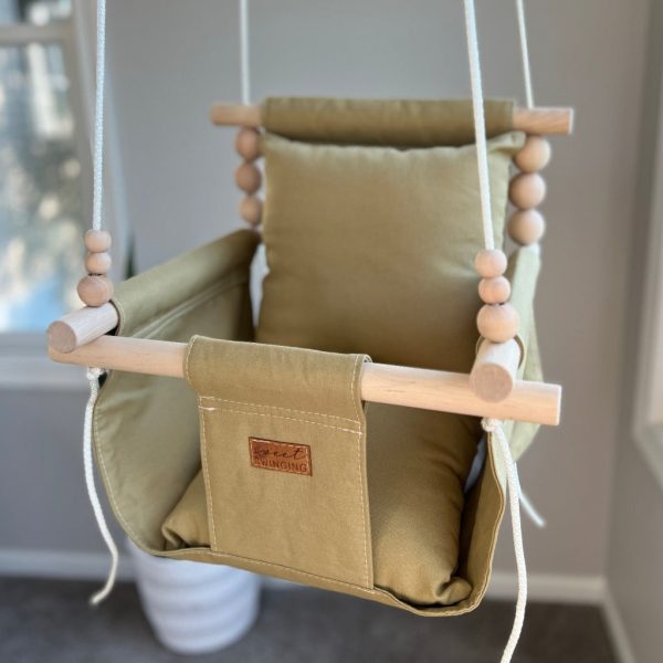 Indoor Baby Child Swing - Khaki For Discount