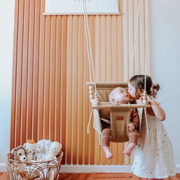 Indoor Baby Child Swing - Khaki For Discount