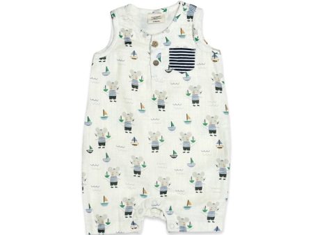 Sailor Mouse Organic Muslin Henley Romper Sale